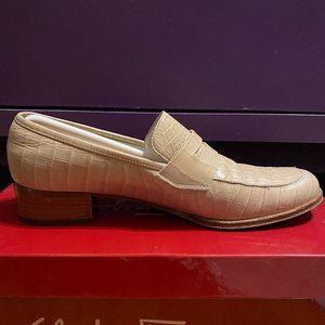Salvatore Ferragamo Ginepro Deserto Calf Croc Print 8.5AA
